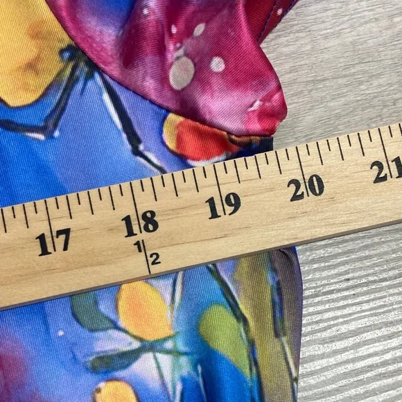 Colorful Short Sleeve Dress XL Pink Purple Yellow Floral Round Neckline Breezy - Picture 7 of 9